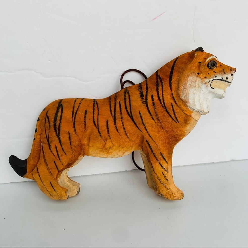 Vintage Wood Tiger Ornament